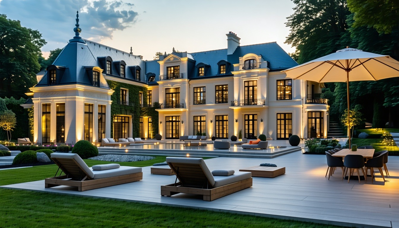 An ultrarealistic scene symbolizing expert real estate concierge service and peace of mind a luxury property glowing at sunset in brussels belgium perfectly maintained with manicured landscaping and elegant architecture A calm confident homeowner enj
